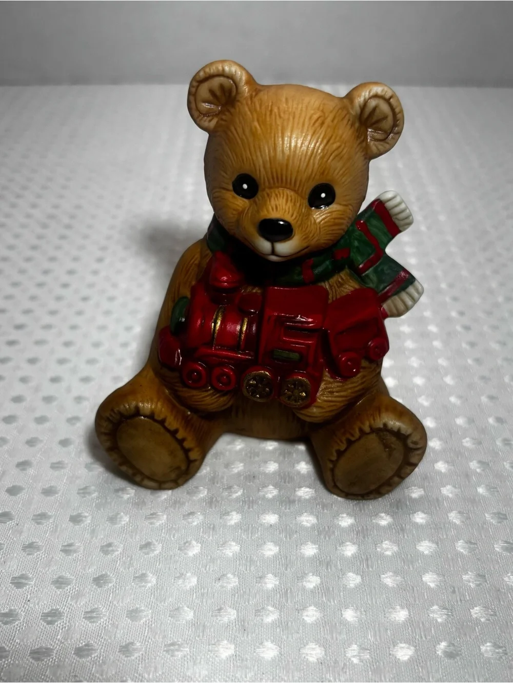 VTG Homco Christmas Teddy Bear Porcelain Figurines Toy Train and Rag Doll